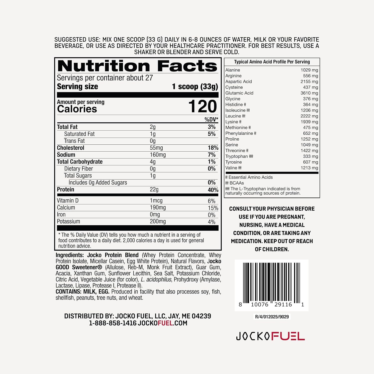 image:imageJocko Fuel Whey Protein Powder Cookies amp Cream 22g Protein Digestive Enzymes Probiotic Blend No Sugar Added with Essential Amino Acids Electrolyte Minerals 24 ServingsStrawberry Milkshake