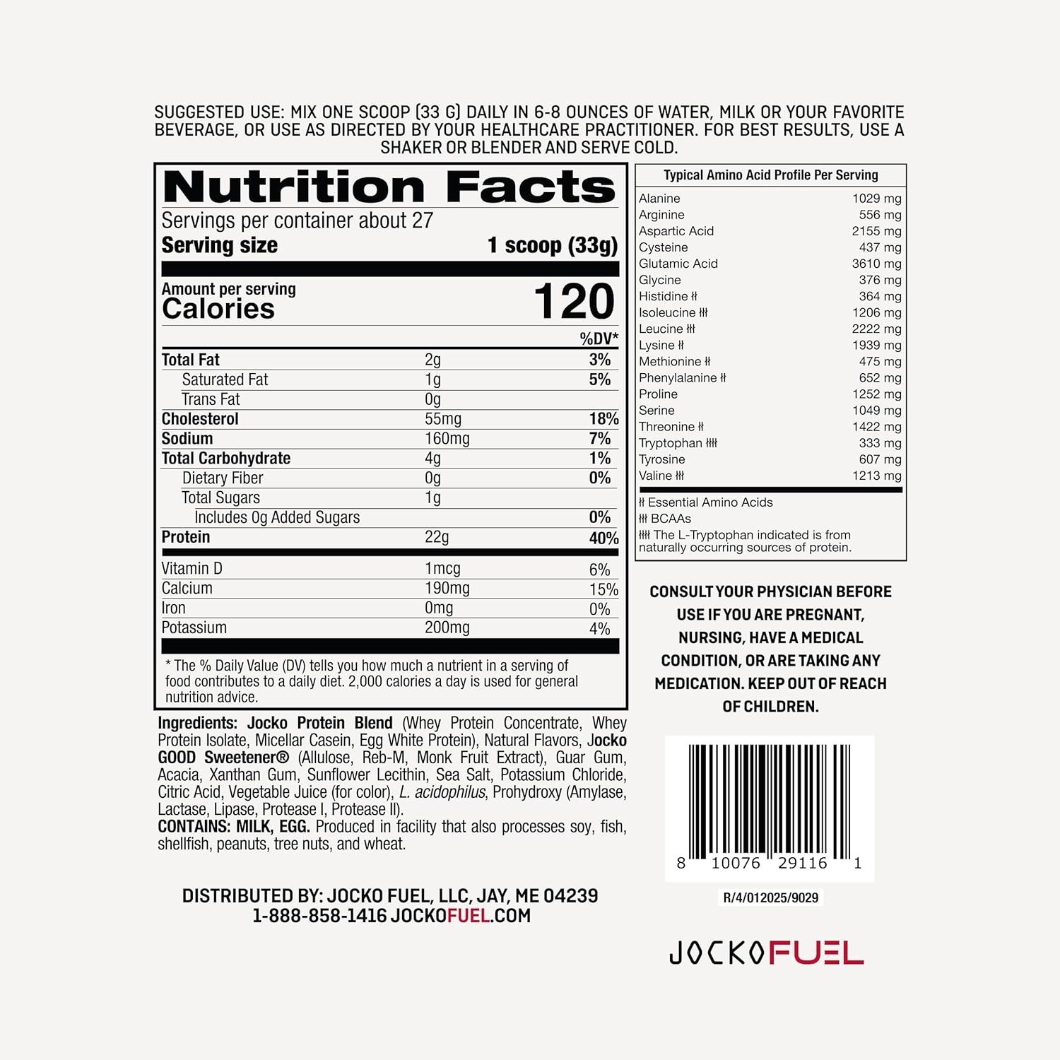 image:imageJocko Fuel Whey Protein Powder Gingerbread Cookie 22g Protein Digestive Enzymes Probiotic Blend No Sugar Added with Essential Amino Acids Electrolyte Minerals 31 ServingsStrawberry Milkshake