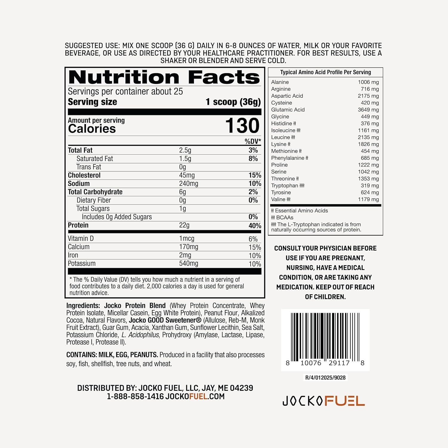 image:imageJocko Fuel Whey Protein Powder Gingerbread Cookie 22g Protein Digestive Enzymes Probiotic Blend No Sugar Added with Essential Amino Acids Electrolyte Minerals 31 ServingsChocolate Peanut Butter