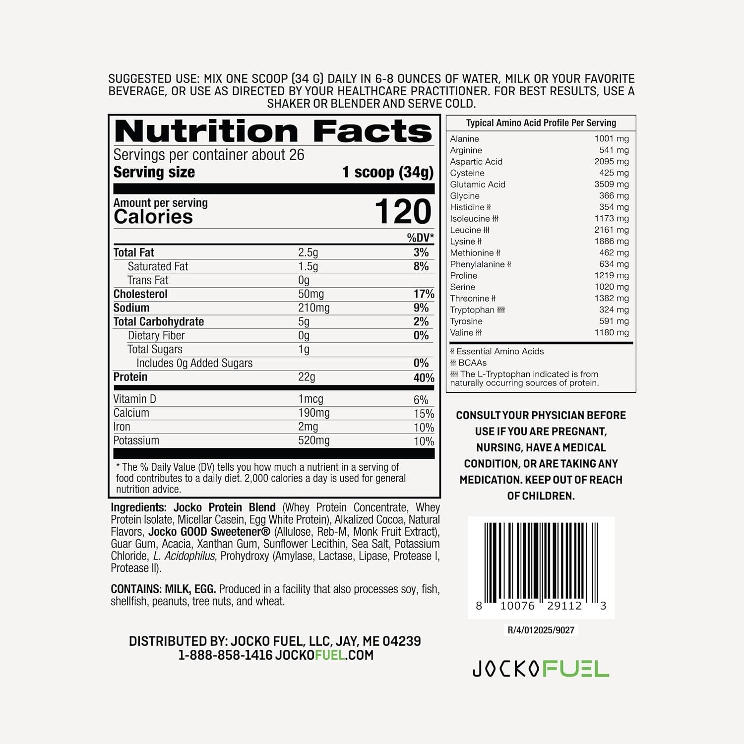 image:imageJocko Fuel Whey Protein Powder Gingerbread Cookie 22g Protein Digestive Enzymes Probiotic Blend No Sugar Added with Essential Amino Acids Electrolyte Minerals 31 ServingsMint Chocolate