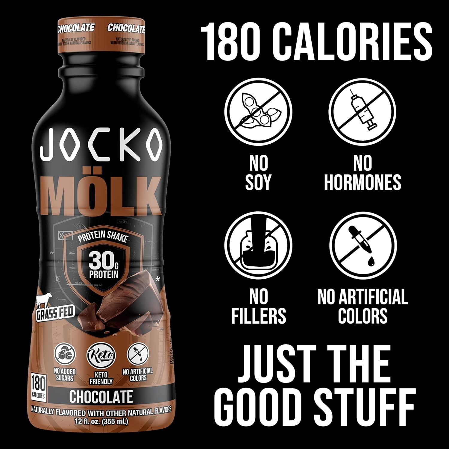 image:imageJocko Mlk 30g Grass Fed Protein Shakes No Added Sugar Protein Drinks KETO Friendly Ready to Drink 12 FL Oz Pack of 12 VanillaChocolate