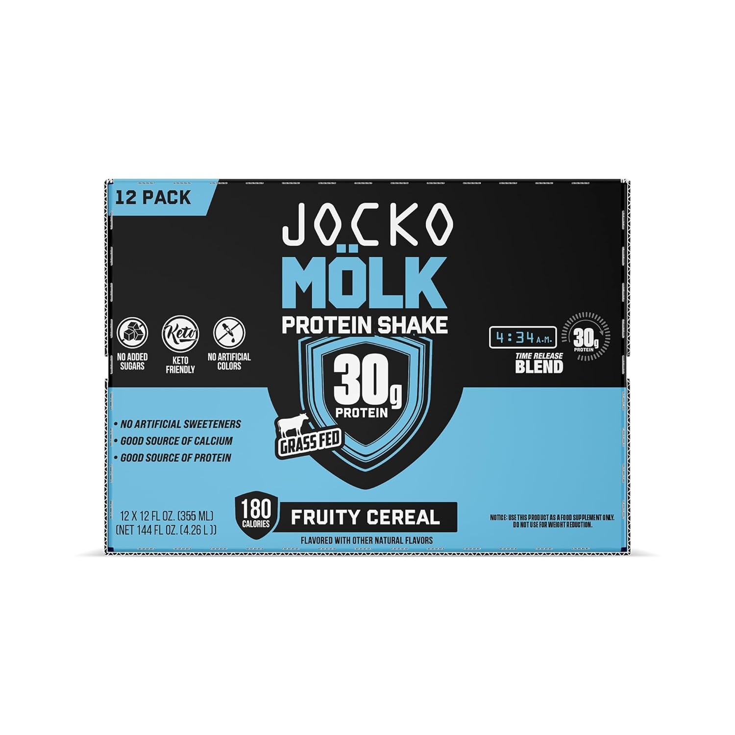 image:imageJocko Mlk 30g Grass Fed Protein Shakes No Added Sugar Protein Drinks KETO Friendly Ready to Drink 12 FL Oz Pack of 12 VanillaFruity Cereal