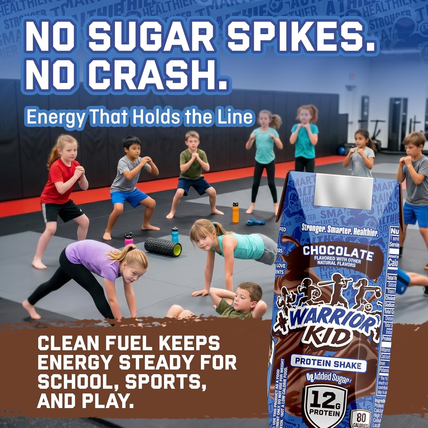 image:imageWarrior Kid Nutritional Protein Shake Chocolate Healthy Kids Snacks 12g Protein 0g Added Sugar Vitamins amp Minerals No Soy Ingredients Gluten Free NonGMO 825 Fl Oz 12 Count