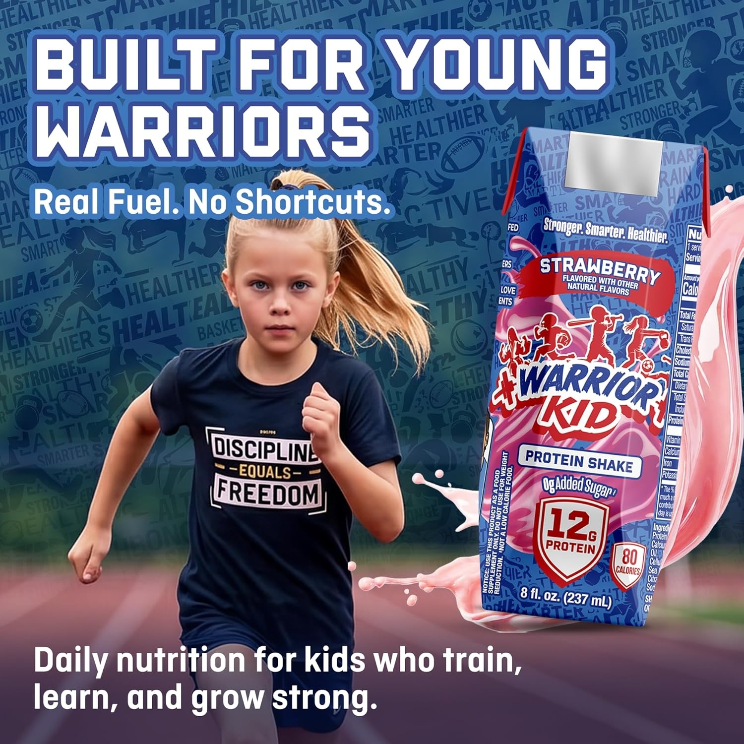 image:imageWarrior Kid Nutritional Protein Shake Strawberry Healthy Kids Snacks 12g Protein 0g Added Sugar Vitamins amp Minerals No Soy Ingredients Gluten Free NonGMO 825 Fl Oz 12 Count