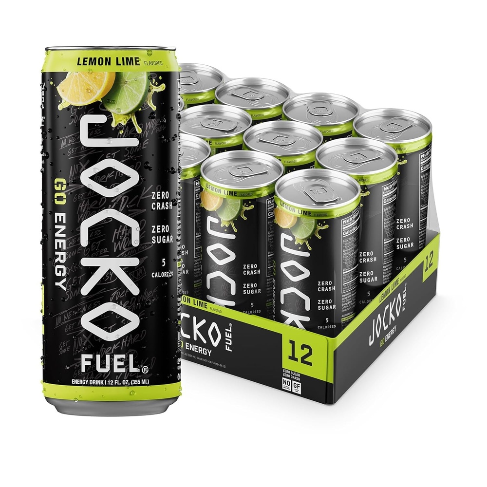 image:imageJocko Fuel GO Energy Drinks Afterburner Orange 95mg Caffeine with Added Adaptogens Vitamin B12 amp B6 amp L Theanine for Mood amp Focus Support No Sugar 12 Pack Packaging May VaryLemon Lime