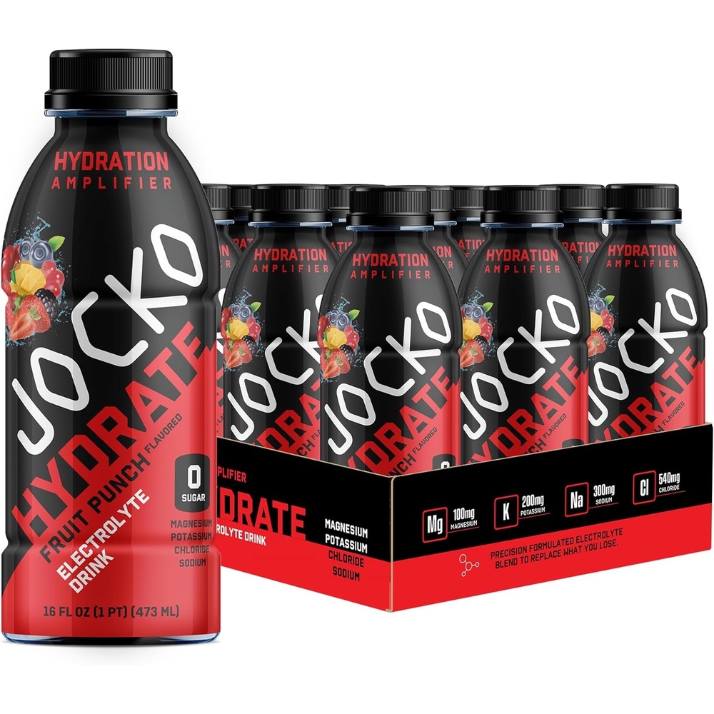 image:imageJocko Fuel Hydrate Electrolyte Drinks Sports Drink Hydration Amplifier Thirst Quencher Scientifically Formulated Electrolyte Blend Fruit Punch Flavor 16 Oz 12 PackFruit Punch