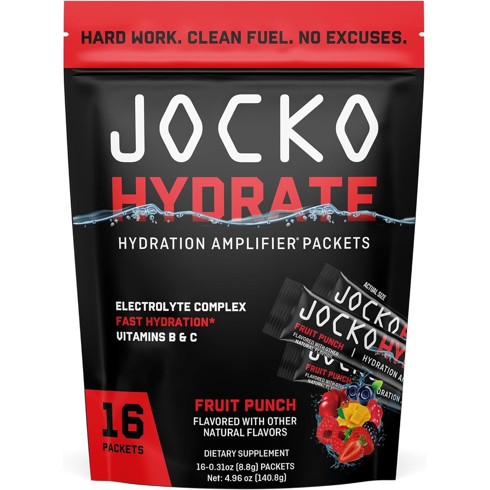 image:imageJocko Fuel Hydrate Electrolytes Powder Packets Low Sugar Hydration Amplifier Packets for Recovery Dehydration amp Exercise with Vitamins B6 B12 amp C 16 Packets Lemon LimeFruit Punch