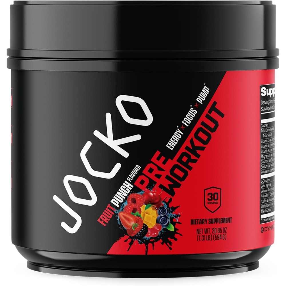 image:imageJocko Fuel Pre Workout for Men amp Women High Stim Low Sugar Blend with Beta Alanine LCitrulline Support Muscle Pump Energy amp Recovery 200mg of Caffeine Nitro Pop 30 Servings 131lbs 594 GFruit Punch