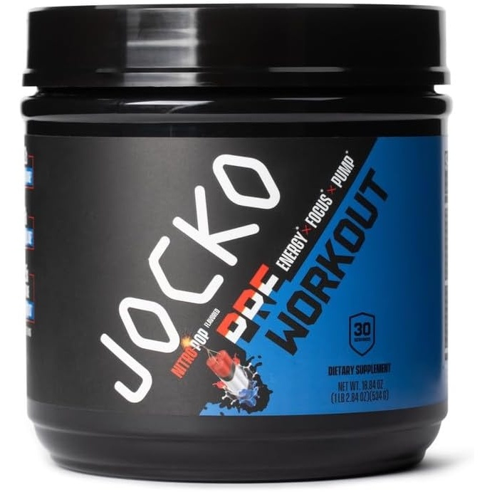 image:imageJocko Fuel Pre Workout for Men amp Women High Stim Low Sugar Blend with Beta Alanine LCitrulline Support Muscle Pump Energy amp Recovery 200mg of Caffeine Nitro Pop 30 Servings 131lbs 594 GNitro Pop