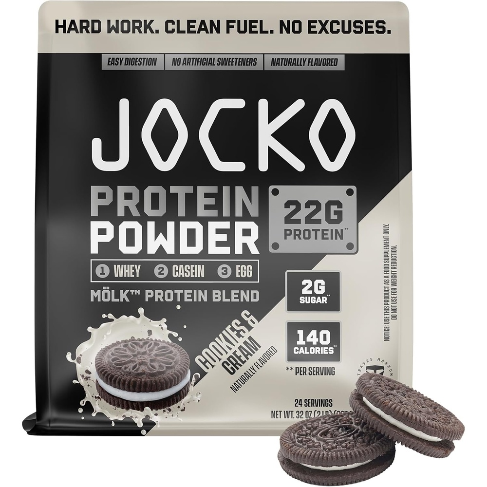 image:imageJocko Fuel Whey Protein Powder Cookies amp Cream 22g Protein Digestive Enzymes Probiotic Blend No Sugar Added with Essential Amino Acids Electrolyte Minerals 24 ServingsCookies Cream