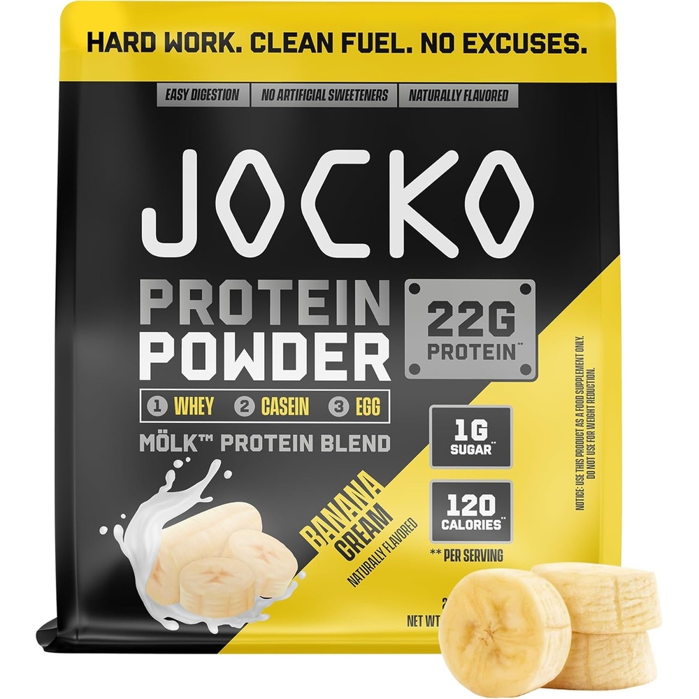 image:imageJocko Fuel Whey Protein Powder Gingerbread Cookie 22g Protein Digestive Enzymes Probiotic Blend No Sugar Added with Essential Amino Acids Electrolyte Minerals 31 ServingsBanana Cream