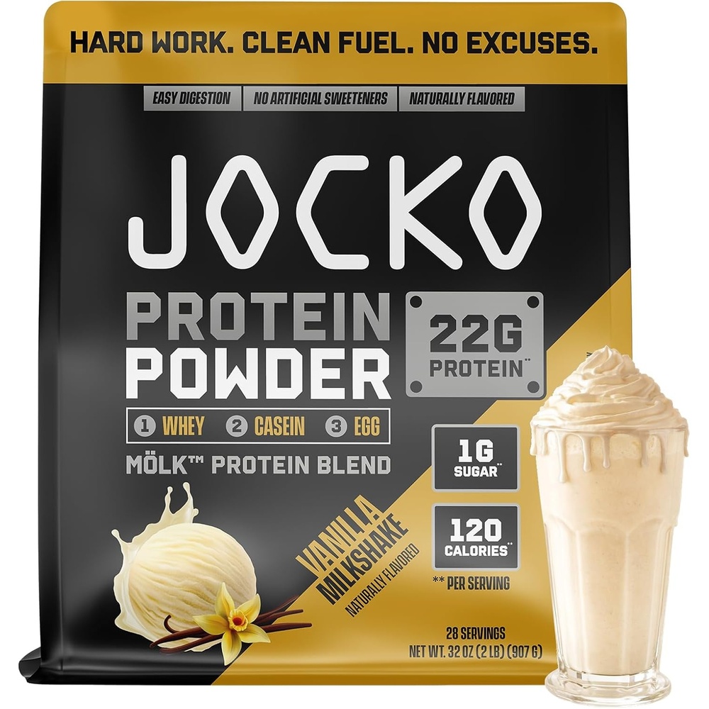 image:imageJocko Fuel Whey Protein Powder Gingerbread Cookie 22g Protein Digestive Enzymes Probiotic Blend No Sugar Added with Essential Amino Acids Electrolyte Minerals 31 ServingsVanilla Milkshake