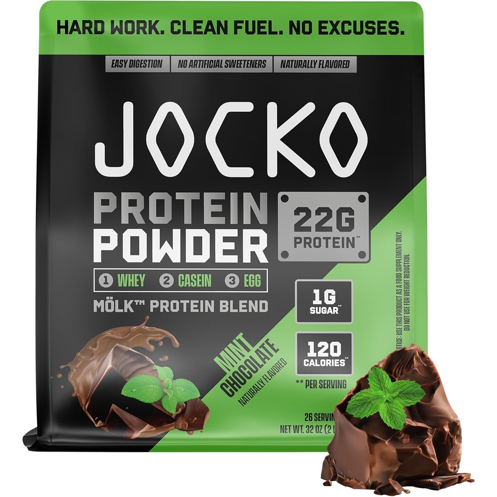 image:imageJocko Fuel Whey Protein Powder Gingerbread Cookie 22g Protein Digestive Enzymes Probiotic Blend No Sugar Added with Essential Amino Acids Electrolyte Minerals 31 ServingsMint Chocolate