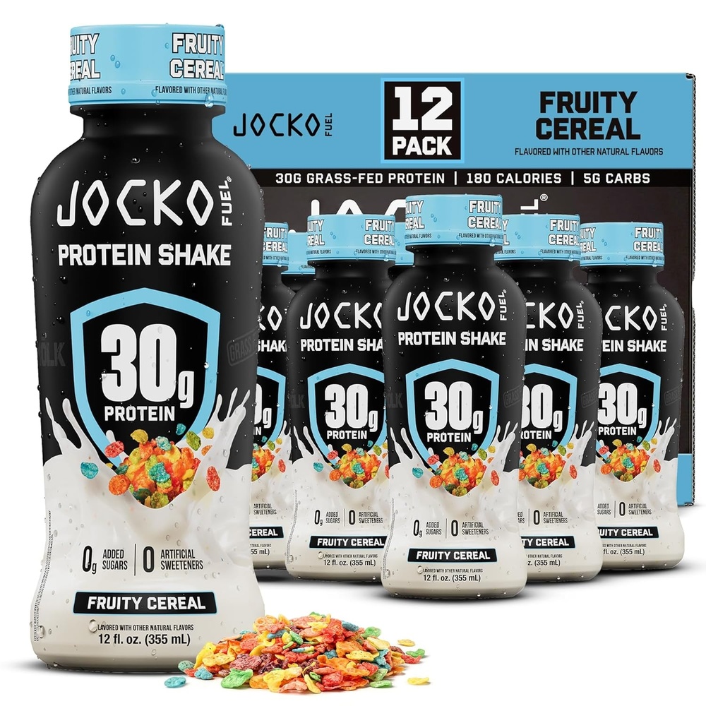 image:imageJocko Mlk 30g Grass Fed Protein Shakes No Added Sugar Protein Drinks KETO Friendly Ready to Drink 12 FL Oz Pack of 12 VanillaFruity Cereal