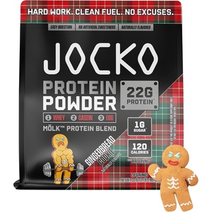 image:imageJocko Fuel Whey Protein Powder Cookies amp Cream 22g Protein Digestive Enzymes  Probiotic Blend No Sugar Added with Essential Amino Acids  Electrolyte Minerals 24 ServingsGingerbread Cookie