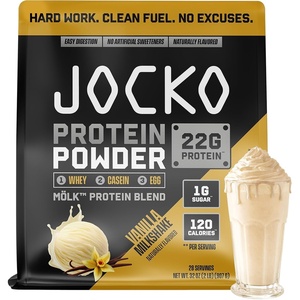 image:imageJocko Fuel Whey Protein Powder Gingerbread Cookie 22g Protein Digestive Enzymes  Probiotic Blend No Sugar Added with Essential Amino Acids  Electrolyte Minerals 31 ServingsVanilla Milkshake