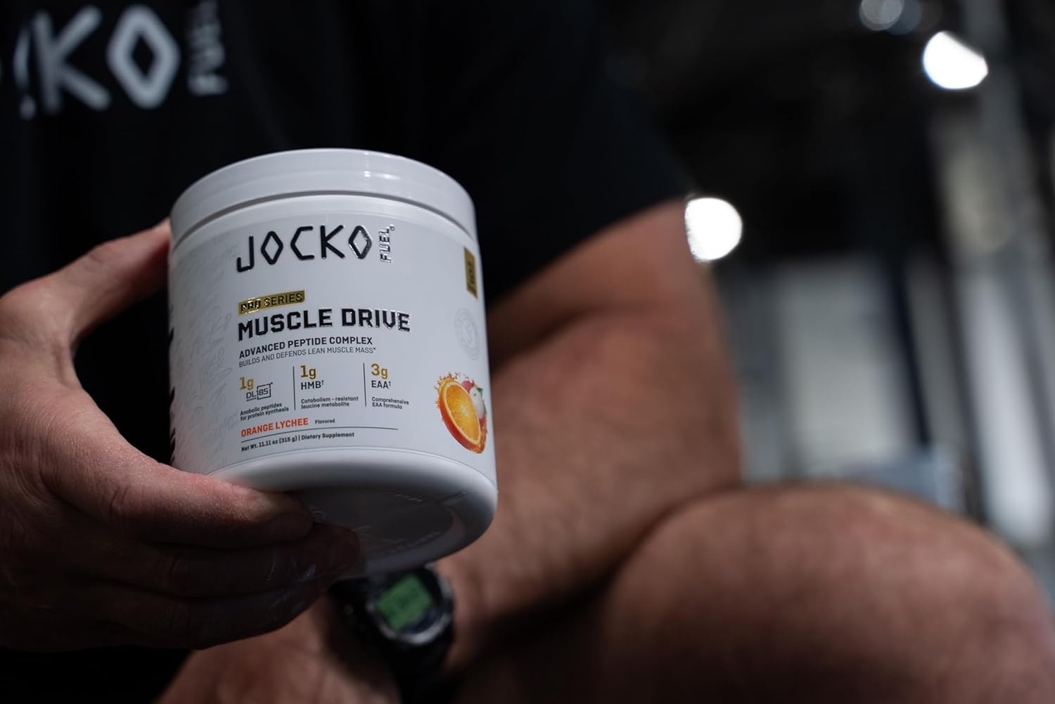 image:imageJocko Fuel Muscle Drive Pro Series Mango Passionfruit HMB DiLeucine EAAs Protects Lean Muscle Mass amp Breakdown Aids Recovery Natural Appetite Suppressant No Bloat Zero Sugar 30 ServingsOrange Lychee
