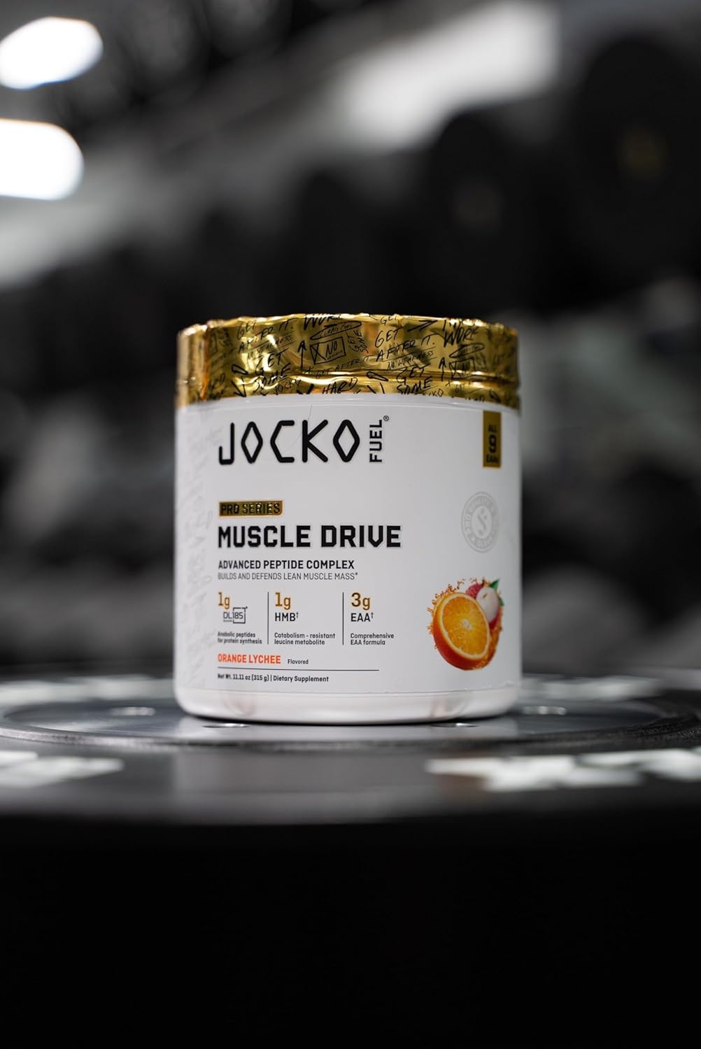 image:imageJocko Fuel Muscle Drive Pro Series Mango Passionfruit HMB DiLeucine EAAs Protects Lean Muscle Mass amp Breakdown Aids Recovery Natural Appetite Suppressant No Bloat Zero Sugar 30 ServingsOrange Lychee