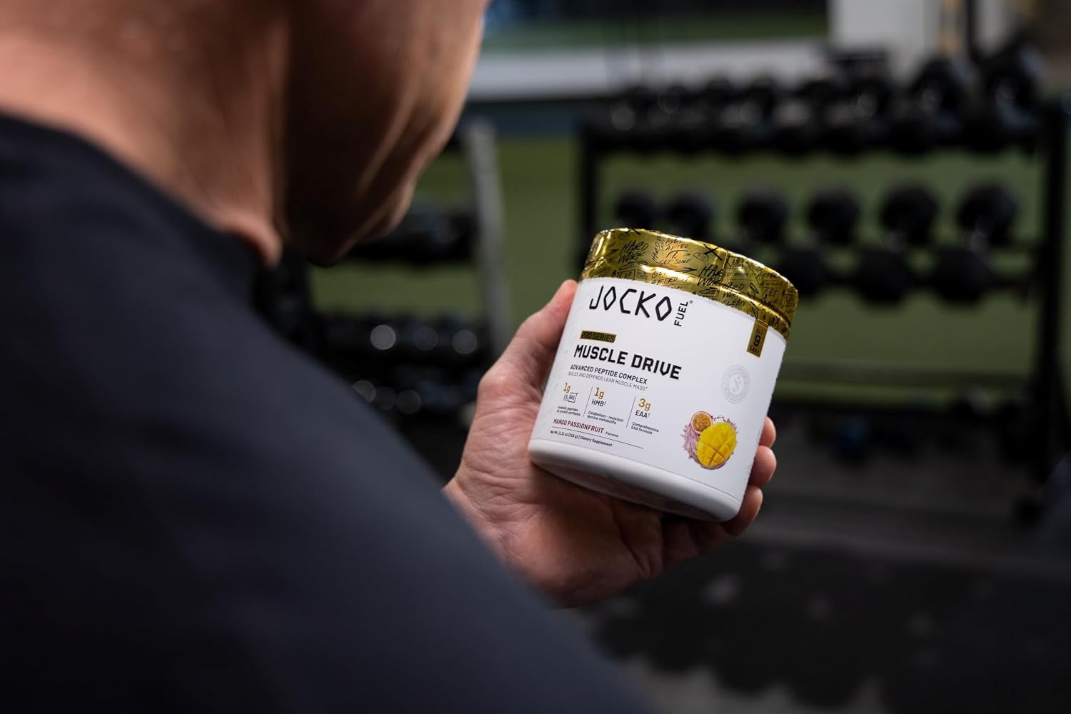 image:imageJocko Fuel Muscle Drive Pro Series Mango Passionfruit HMB DiLeucine EAAs Protects Lean Muscle Mass amp Breakdown Aids Recovery Natural Appetite Suppressant No Bloat Zero Sugar 30 ServingsMango Passionfruit