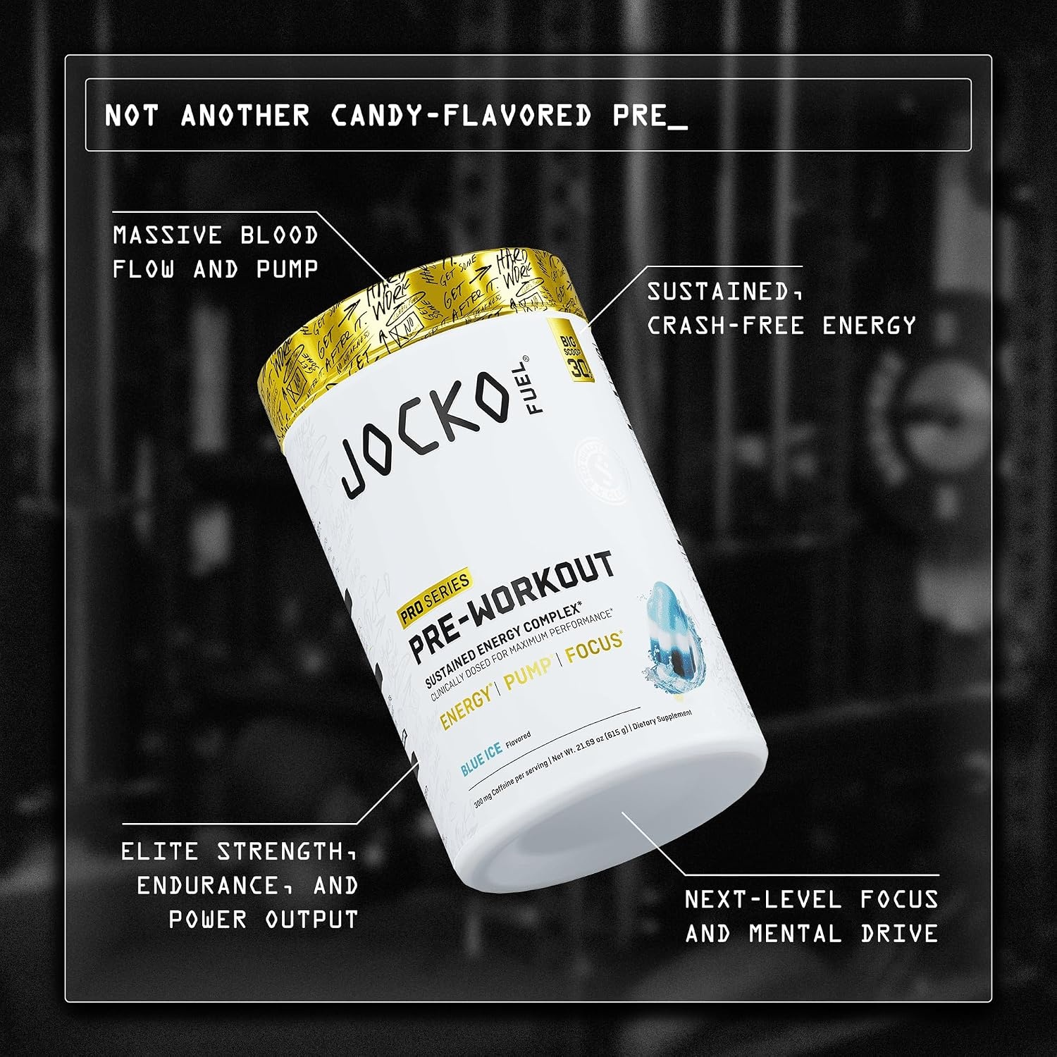 image:imageJocko Fuel Preworkout Pro Series Blue Ice Elite Performance Energy Focus Pump Formula 300mg Natural Caffeine LCitrulline Alpha GPC LTyrosine Peak ATP High Intensity Training 20 ServingsBlue Ice