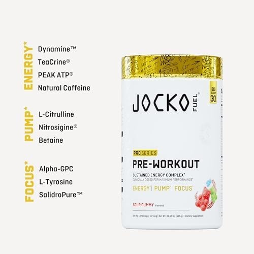 image:imageJocko Fuel Preworkout Pro Series Blue Ice Elite Performance Energy Focus Pump Formula 300mg Natural Caffeine LCitrulline Alpha GPC LTyrosine Peak ATP High Intensity Training 20 ServingsSour Gummy