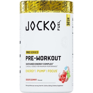 image:imageJocko Fuel Preworkout Pro Series Blue Ice Elite Performance Energy Focus Pump Formula 300mg Natural Caffeine LCitrulline Alpha GPC LTyrosine Peak ATP High Intensity Training 20 ServingsSour Gummy