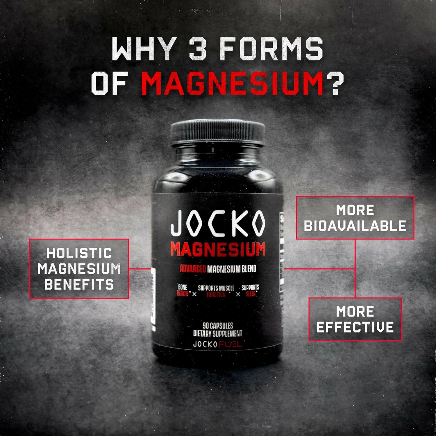 image:imageJocko Fuel Magnesium Complex Supplement Magnesium Glycinate Citrate amp Taurate Capsules Dietary Supplement for Muscle Recovery amp Relaxation Heart Nerve Bone Support amp Sleep 30Day Supply