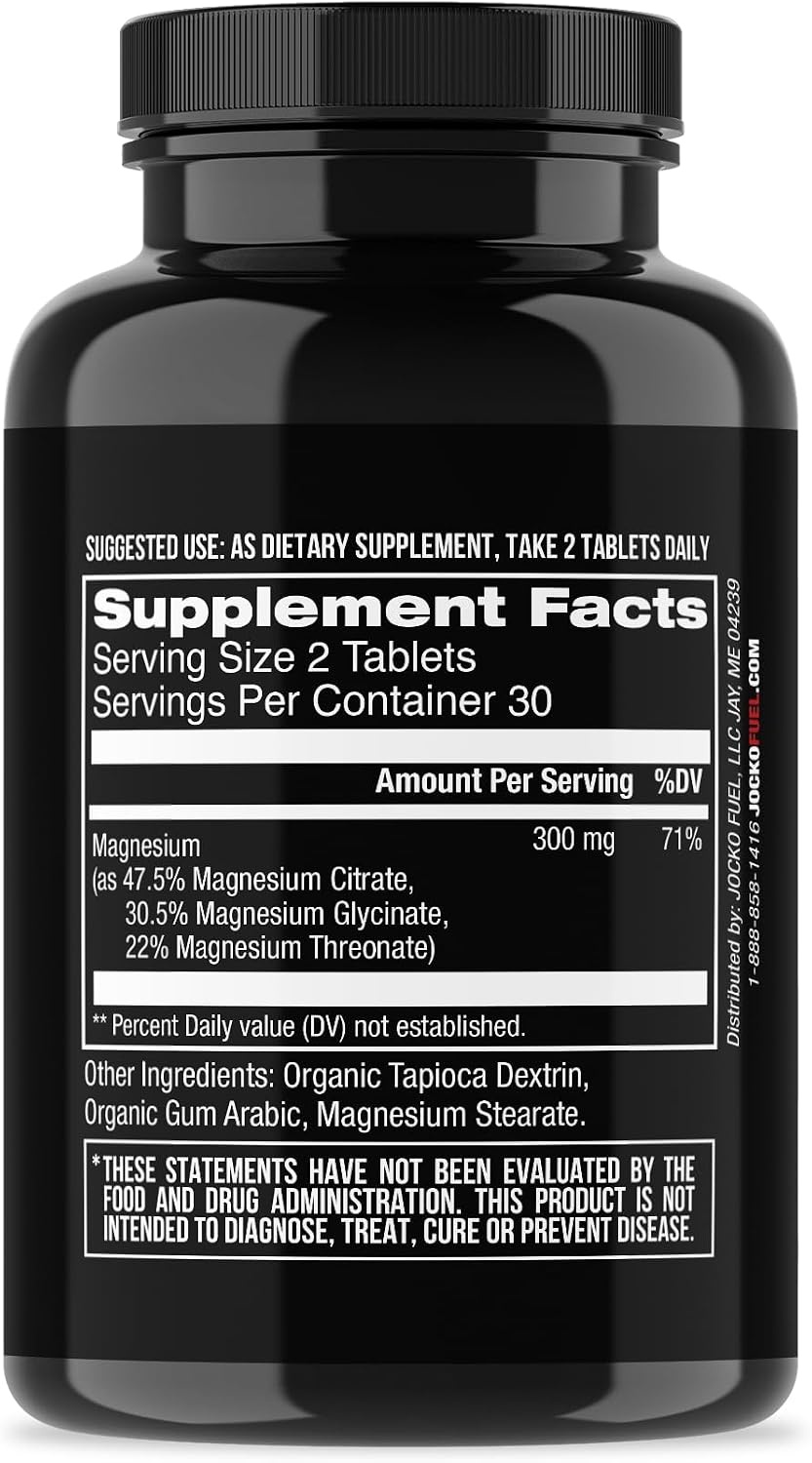 image:imageJocko Fuel Magnesium Complex Supplement Magnesium Glycinate Citrate amp Taurate Capsules Dietary Supplement for Muscle Recovery amp Relaxation Heart Nerve Bone Support amp Sleep 30Day Supply
