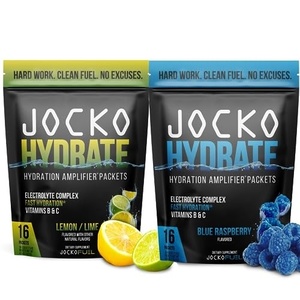 image:imageJocko Fuel Hydrate Electrolytes Powder Packets Bundle Lemon Lime and Blue Raspberry  Hydration Amplifier Packets for Recovery Dehydration amp Exercise  with Vitamins B6 B12 amp C 32 Packets